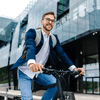A man riding his bike
