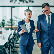 two colleagues talking