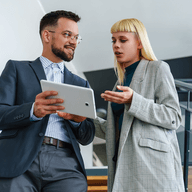 two colleagues talking