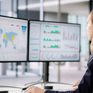 business woman looking at dashboard