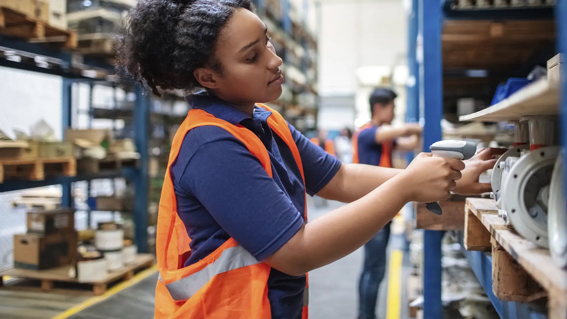 Warehouse worker checking cargo