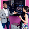 A man doing presentation to a woman
