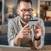 A man holding a bank card