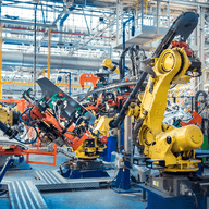 A factory with robots