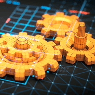 Three yellow gears