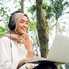 girl smiling wearing a headset