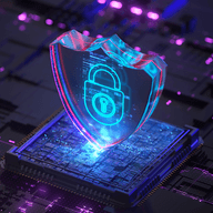 A blue lightened 3D presentation of security illustration