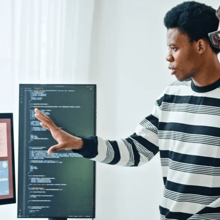 two software developers discussing
