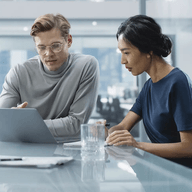 two co-workers working together