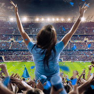 A woman supporting on a stadium