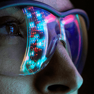 code reflection on glasses