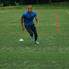 A man running of football field