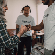 Three people having conversation