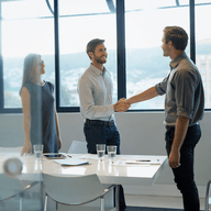 three people talking