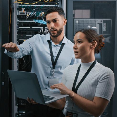 two people working together