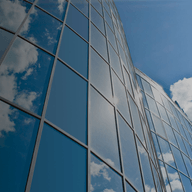 Reflection of the sky on a glass building