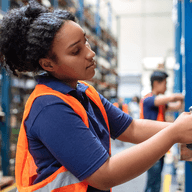 A woman working