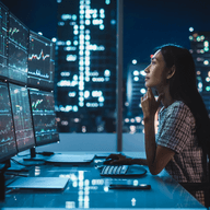 girl working at night
