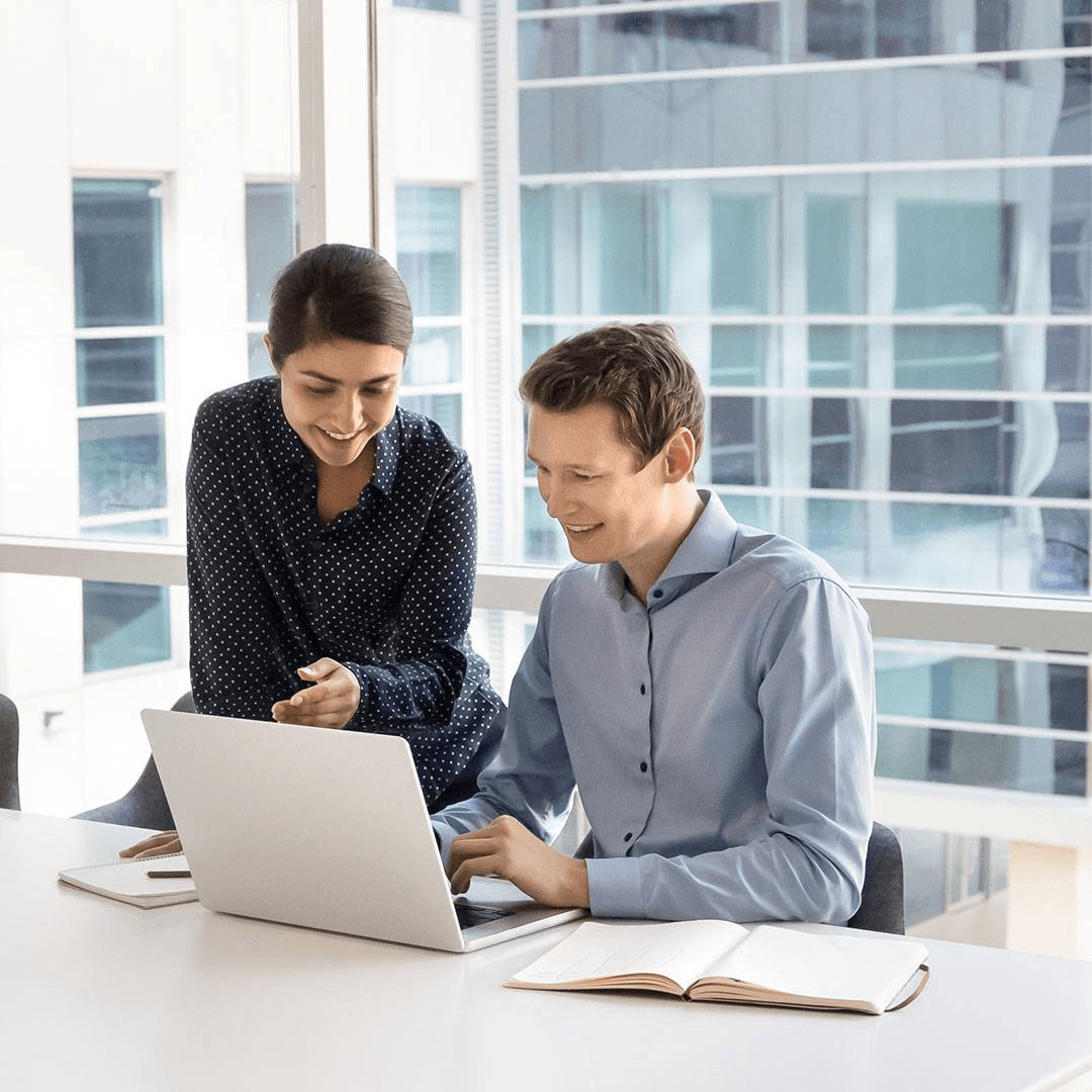 two workers working together