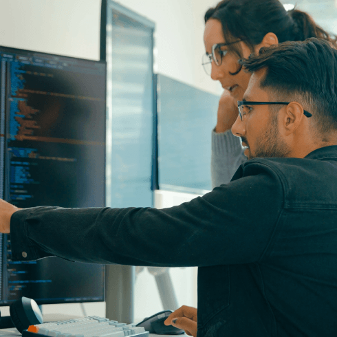 two colleagues working together