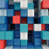 container box in warehouse in shipping port