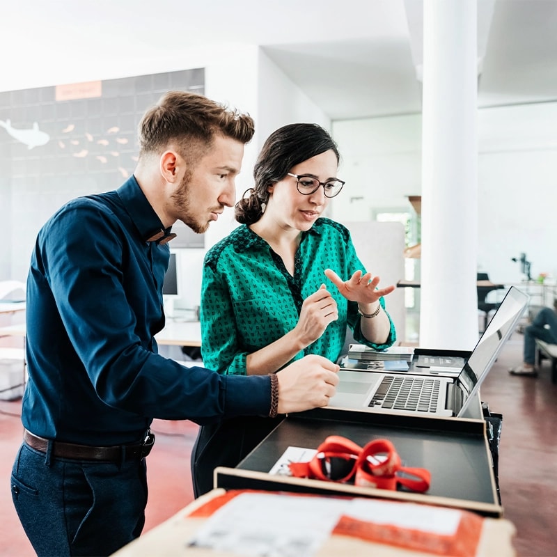 startup business employees working at the office card