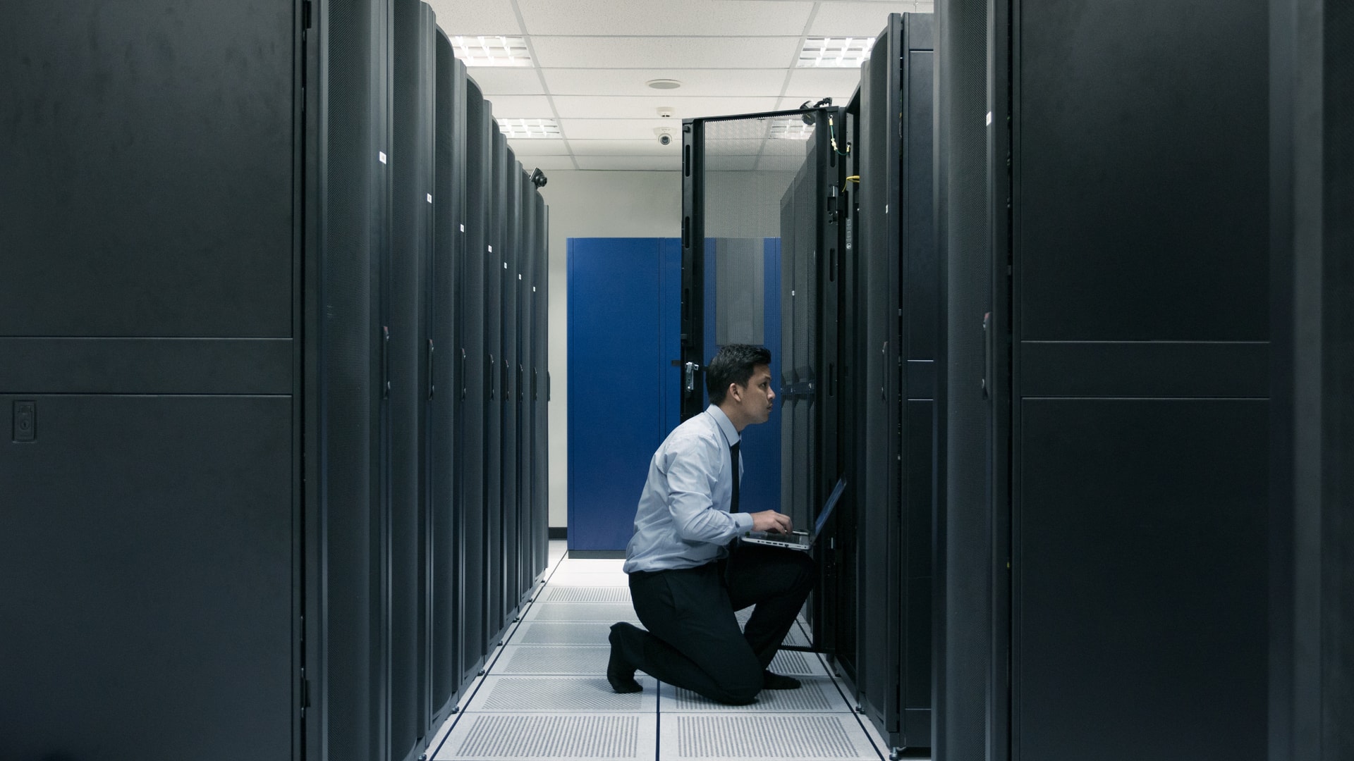System administrator working in data center