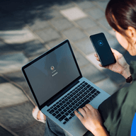 A woman logging in