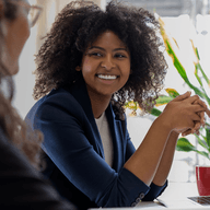 A young employee smiling